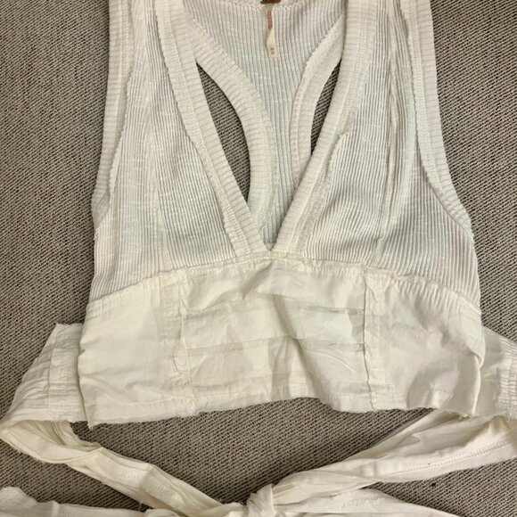 Free People White Linen Wrap-Around Tank - Picture 3 of 6